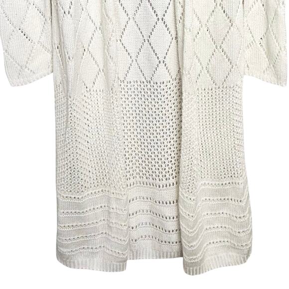 Naf Naf Paris Long Crochet Cardigan Cream Sweater Duster XS/S NWOT - Picture 4 of 6